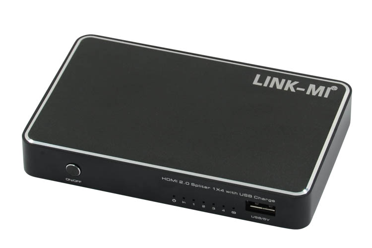 LINK-MI LM-2.0H104 HDMI2.0 1X4 Splitter with USB Charge