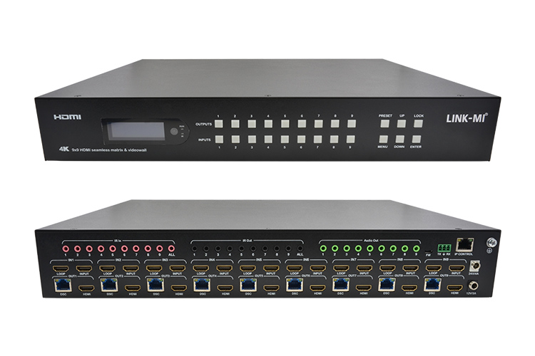 LINK-MI LM-TVM99C 70M 9x9 Seamless 4K HDMI Matrix Extender 3x3 Video Wall Processor